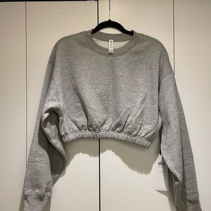 Alo Heather Grey Cropped Sweatshirt